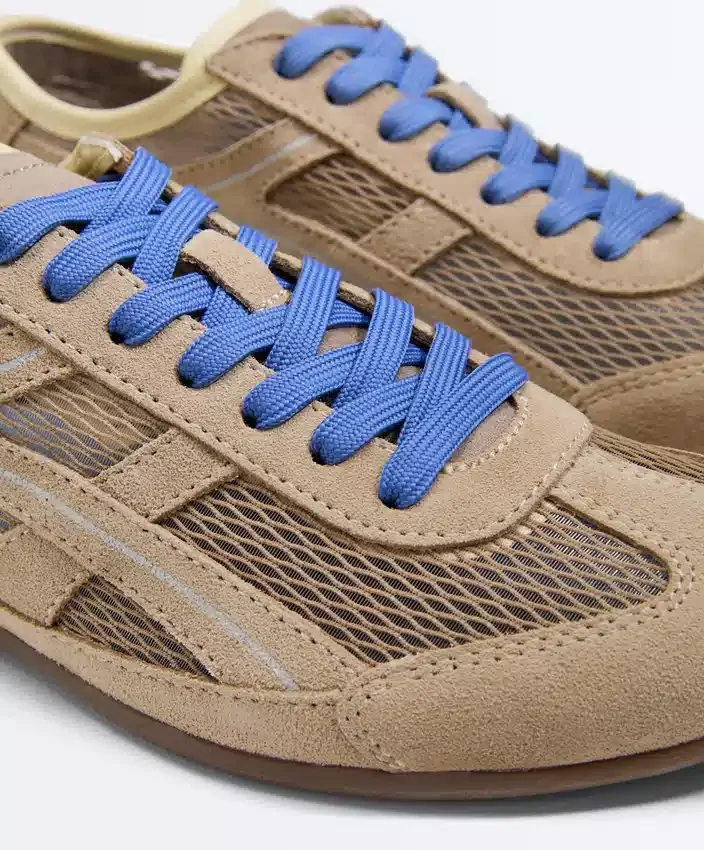 Sneaker aus Spaltwildleder und Mesh Sneaker aus Spaltwildleder und Mesh