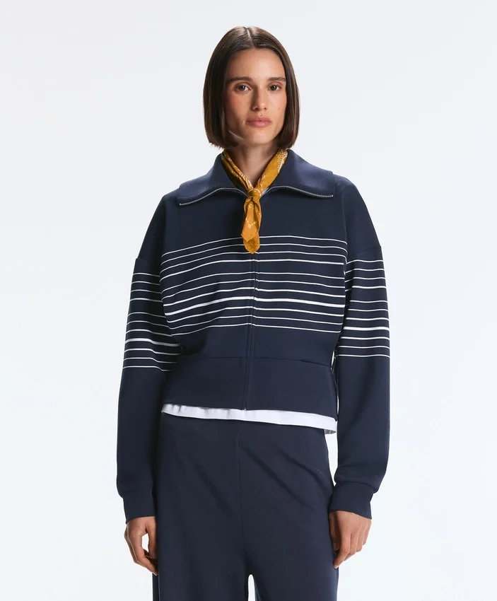 Soft Touch-gestreifte Matrosenjacke aus Modal Soft Touch-gestreifte Matrosenjacke aus Modal