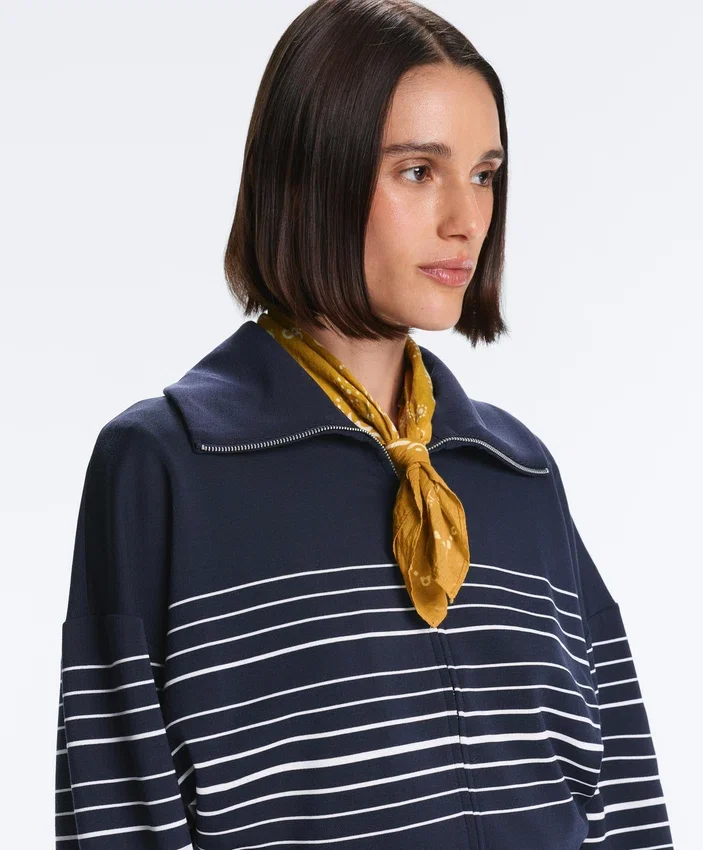 Soft Touch-gestreifte Matrosenjacke aus Modal Soft Touch-gestreifte Matrosenjacke aus Modal