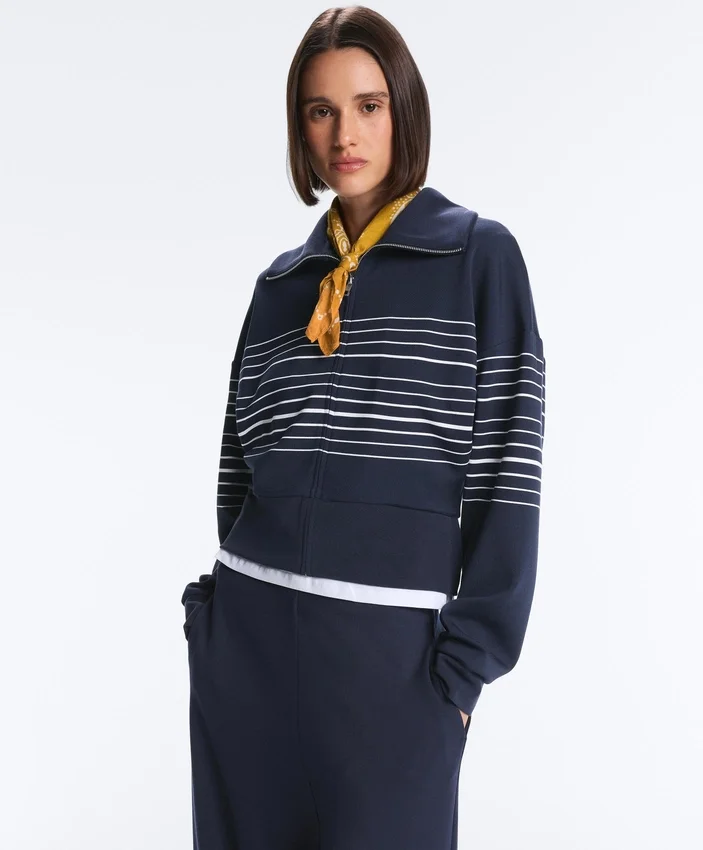 Soft Touch-gestreifte Matrosenjacke aus Modal Soft Touch-gestreifte Matrosenjacke aus Modal