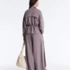 Soft Touch-Modal-Jacke mit verstellbarer Taille und hohem Kragen Soft Touch-Modal-Jacke mit verstellbarer Taille und hohem Kragen