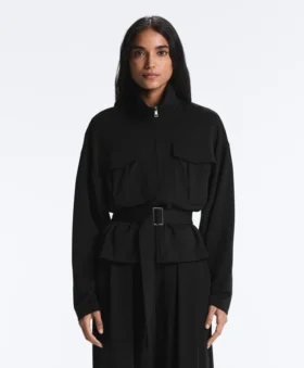 Soft Touch-Jacke mit Gürtel und Modal