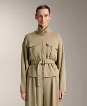 Soft Touch-Jacke mit Gürtel und Modal