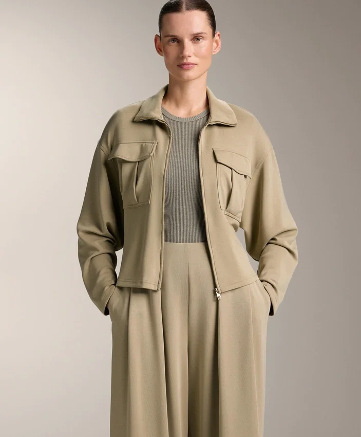 Soft Touch-Jacke mit Gürtel und Modal Soft Touch-Jacke mit Gürtel und Modal