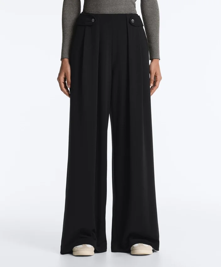 Soft Touch-Modal-Hose mit weitem Bein und Falten an der Taille Soft Touch-Modal-Hose mit weitem Bein und Falten an der Taille