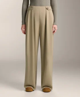 Soft Touch-Modal-Hose mit weitem Bein und Falten an der Taille
