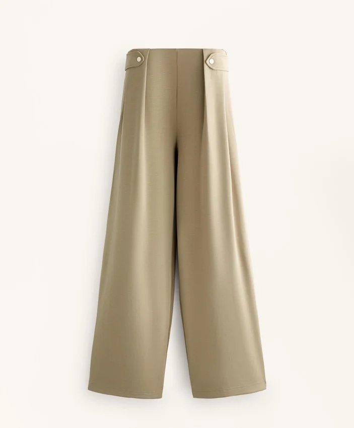 Soft Touch-Modal-Hose mit weitem Bein und Falten an der Taille Soft Touch-Modal-Hose mit weitem Bein und Falten an der Taille
