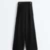 Soft Touch-Modal-Hose mit weitem Bein und Falten an der Taille Soft Touch-Modal-Hose mit weitem Bein und Falten an der Taille