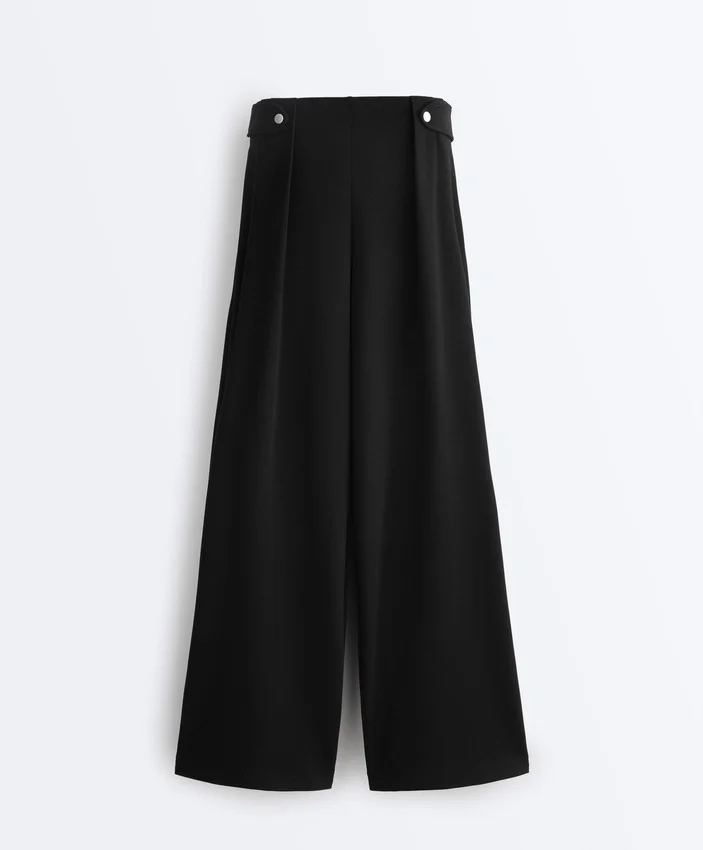 Soft Touch-Modal-Hose mit weitem Bein und Falten an der Taille Soft Touch-Modal-Hose mit weitem Bein und Falten an der Taille