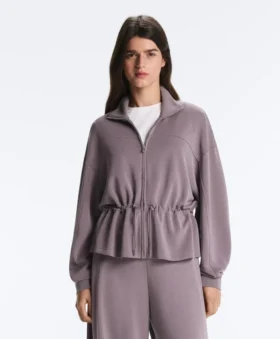 Soft Touch-Modal-Jacke mit verstellbarer Taille und hohem Kragen