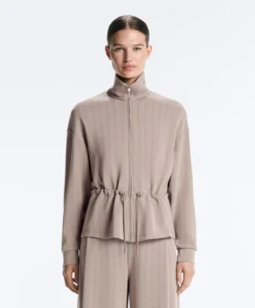 Soft Touch-Modal-Jacke mit verstellbarer Taille und hohem Kragen