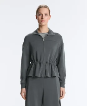 Soft Touch-Modal-Jacke mit verstellbarer Taille und hohem Kragen