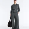 Soft Touch-Modal-Jacke mit verstellbarer Taille und hohem Kragen Soft Touch-Modal-Jacke mit verstellbarer Taille und hohem Kragen