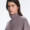 Soft Touch-Modal-Jacke mit verstellbarer Taille und hohem Kragen Soft Touch-Modal-Jacke mit verstellbarer Taille und hohem Kragen