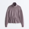 Soft Touch-Modal-Jacke mit verstellbarer Taille und hohem Kragen Soft Touch-Modal-Jacke mit verstellbarer Taille und hohem Kragen