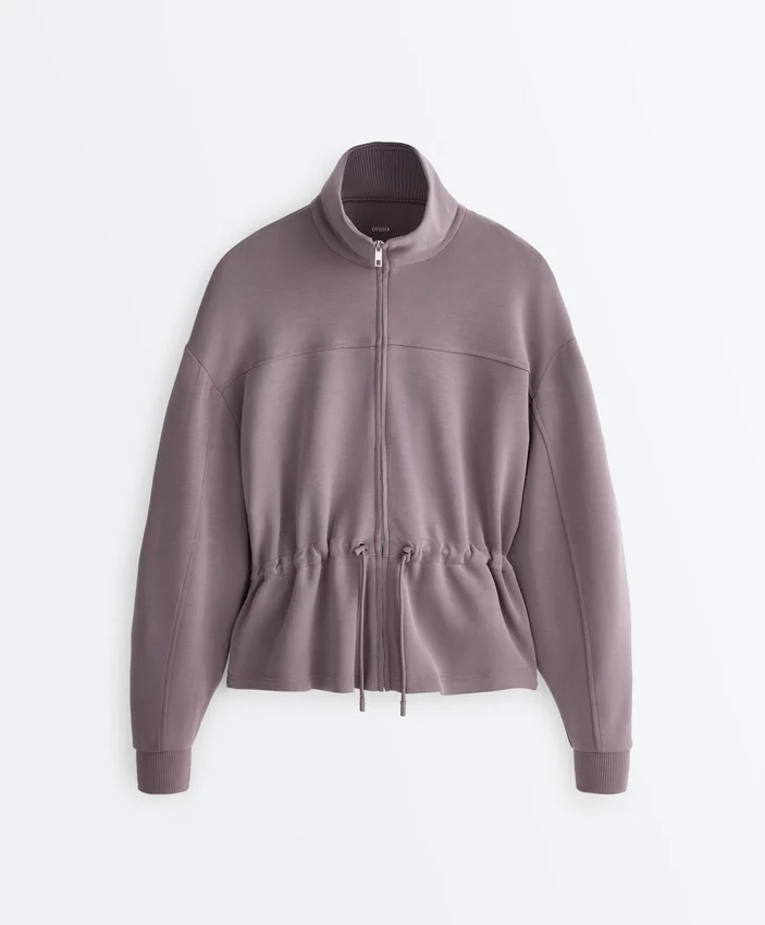 Soft Touch-Modal-Jacke mit verstellbarer Taille und hohem Kragen Soft Touch-Modal-Jacke mit verstellbarer Taille und hohem Kragen