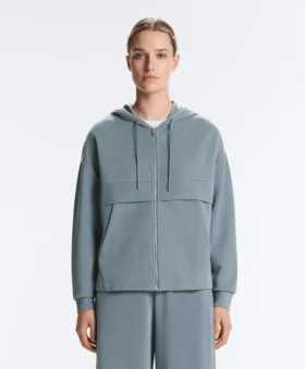 Soft Touch-Modal-Sweatshirt mit Reißverschluss und Rippstrick Soft Touch-Modal-Sweatshirt mit Reißverschluss und Rippstrick