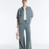 Soft Touch-Modal-Sweatshirt mit Reißverschluss und Rippstrick