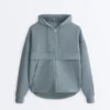 Soft Touch-Modal-Sweatshirt mit Reißverschluss und Rippstrick