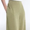 Soft Touch-Nadelstreifen-Hose mit weitem Bein und hoher Leibhöhe