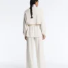 Lange Nadelstreifen-Jacke mit verstellbarer Taille und Soft Touch-Modal Lange Nadelstreifen-Jacke mit verstellbarer Taille und Soft Touch-Modal