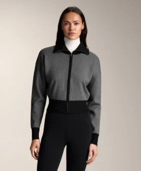 Strickjacke mit Hahnentrittmuster