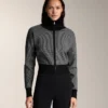 Strickjacke mit Hahnentrittmuster