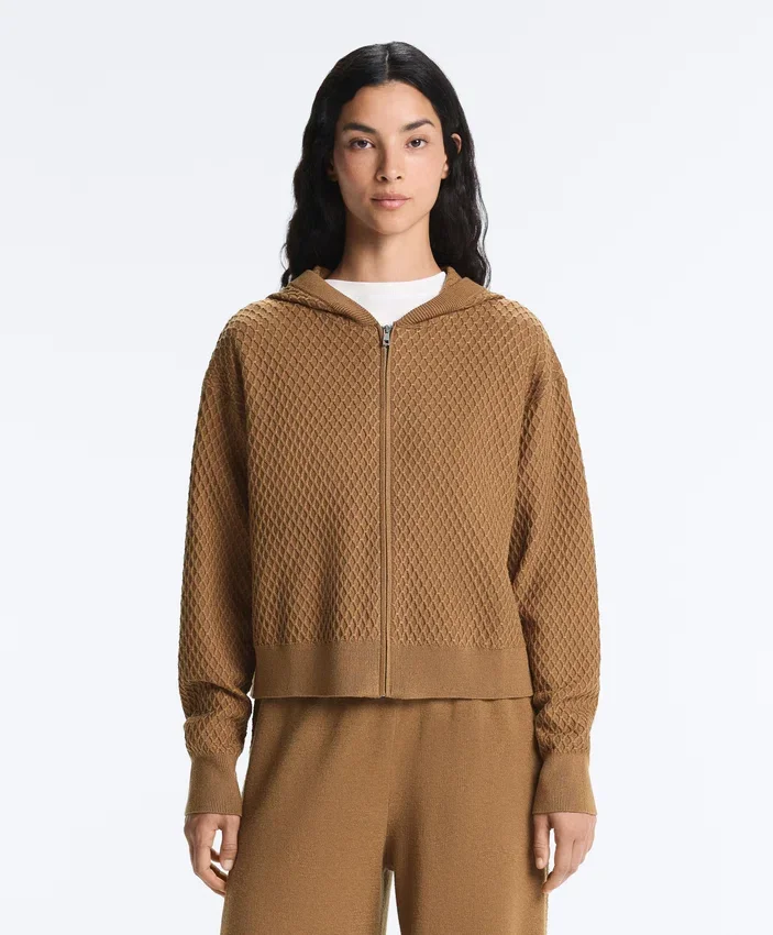 Strukturierte Strickjacke mit Kapuze Strukturierte Strickjacke mit Kapuze