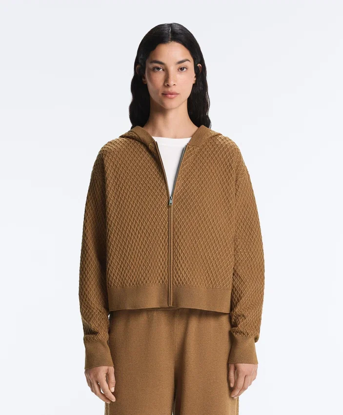 Strukturierte Strickjacke mit Kapuze Strukturierte Strickjacke mit Kapuze