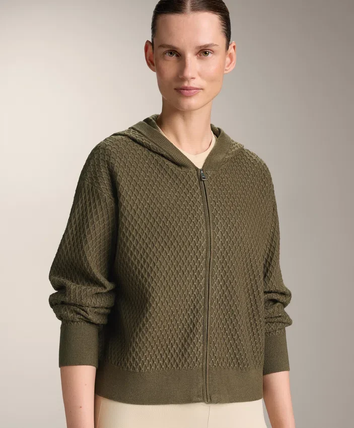 Strukturierte Strickjacke mit Kapuze Strukturierte Strickjacke mit Kapuze