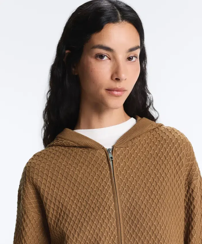 Strukturierte Strickjacke mit Kapuze Strukturierte Strickjacke mit Kapuze