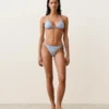 Strukturierter, gestreifter Bikini-Slip mit mittlerer Bedeckung und Bindebändern Strukturierter, gestreifter Bikini-Slip mit mittlerer Bedeckung und Bindebändern