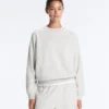 Sweatshirt aus Baumwollmischung mit Rundhalsausschnitt und meliertem Fleece Sweatshirt aus Baumwollmischung mit Rundhalsausschnitt und meliertem Fleece