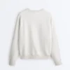 Sweatshirt aus Baumwollmischung mit Rundhalsausschnitt und meliertem Fleece Sweatshirt aus Baumwollmischung mit Rundhalsausschnitt und meliertem Fleece