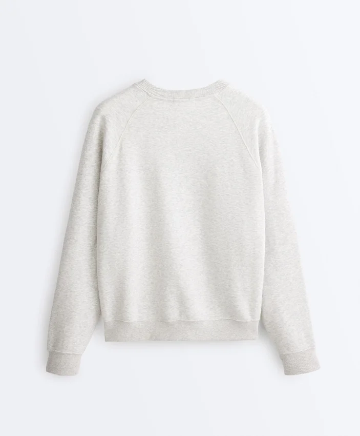 Sweatshirt aus Baumwollmischung mit Rundhalsausschnitt und meliertem Fleece Sweatshirt aus Baumwollmischung mit Rundhalsausschnitt und meliertem Fleece