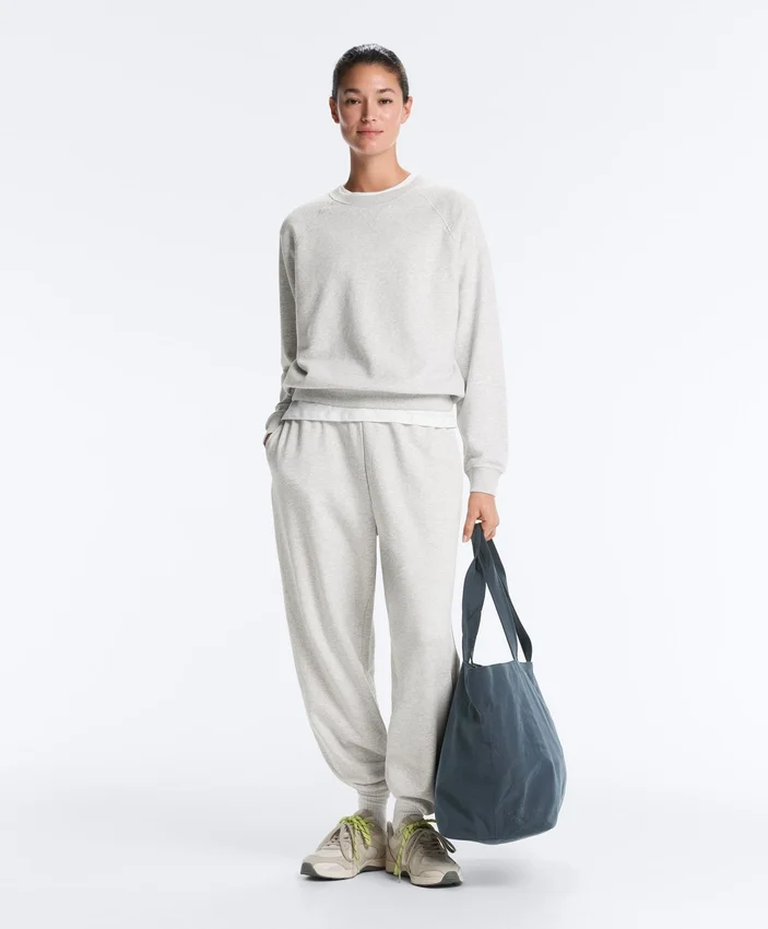 Sweatshirt aus Baumwollmischung mit Rundhalsausschnitt und meliertem Fleece Sweatshirt aus Baumwollmischung mit Rundhalsausschnitt und meliertem Fleece