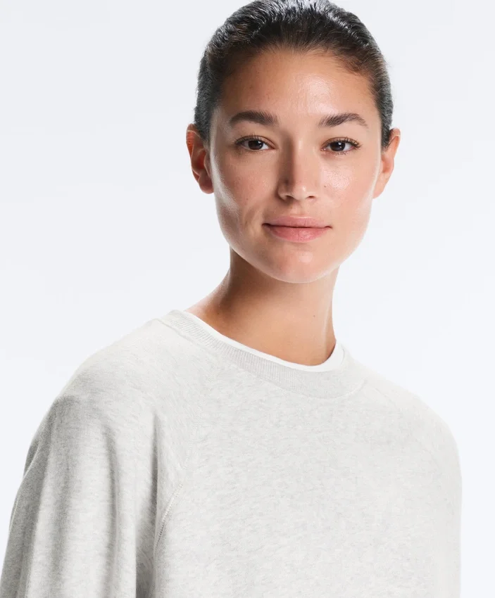 Sweatshirt aus Baumwollmischung mit Rundhalsausschnitt und meliertem Fleece Sweatshirt aus Baumwollmischung mit Rundhalsausschnitt und meliertem Fleece
