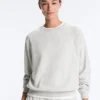 Sweatshirt aus Baumwollmischung mit Rundhalsausschnitt und meliertem Fleece Sweatshirt aus Baumwollmischung mit Rundhalsausschnitt und meliertem Fleece