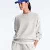 Sweatshirt aus Baumwollmischung mit Rundhalsausschnitt und meliertem Fleece Sweatshirt aus Baumwollmischung mit Rundhalsausschnitt und meliertem Fleece