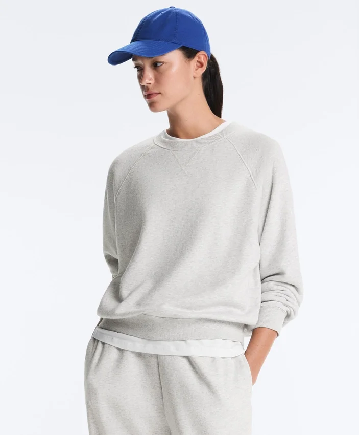 Sweatshirt aus Baumwollmischung mit Rundhalsausschnitt und meliertem Fleece Sweatshirt aus Baumwollmischung mit Rundhalsausschnitt und meliertem Fleece