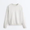 Sweatshirt aus Baumwollmischung mit Rundhalsausschnitt und meliertem Fleece Sweatshirt aus Baumwollmischung mit Rundhalsausschnitt und meliertem Fleece