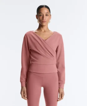 Sweatshirt aus gebürstetem Modal mit Wickelausschnitt