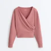 Sweatshirt aus gebürstetem Modal mit Wickelausschnitt Sweatshirt aus gebürstetem Modal mit Wickelausschnitt