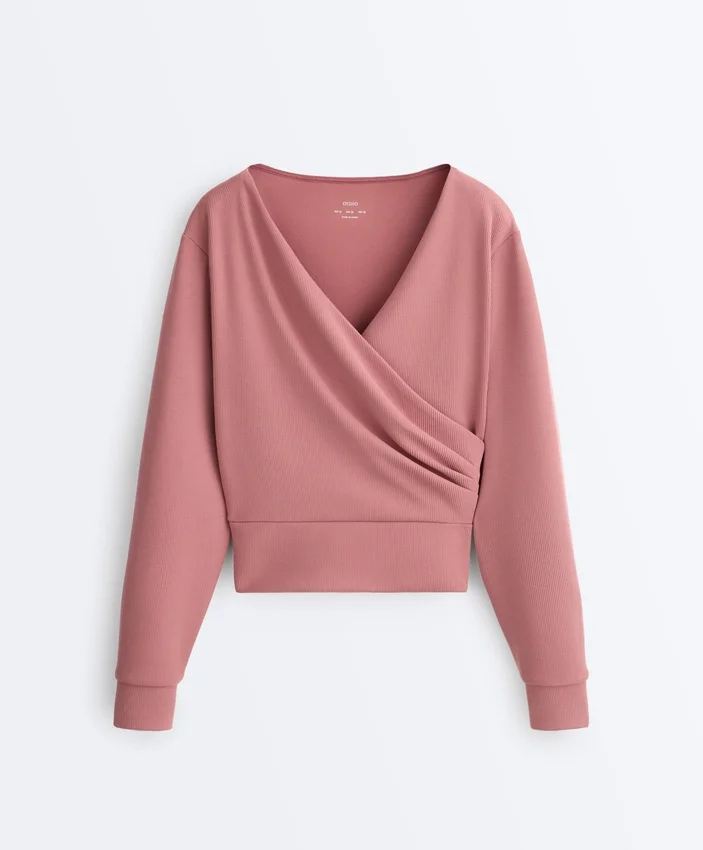 Sweatshirt aus gebürstetem Modal mit Wickelausschnitt Sweatshirt aus gebürstetem Modal mit Wickelausschnitt