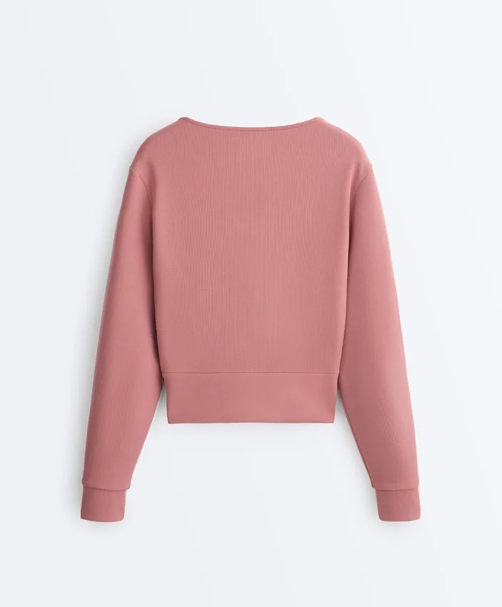 Sweatshirt aus gebürstetem Modal mit Wickelausschnitt Sweatshirt aus gebürstetem Modal mit Wickelausschnitt