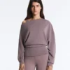 Sweatshirt mit asymmetrischem Ausschnitt, verstellbarer Taille und Soft Touch-Modal Sweatshirt mit asymmetrischem Ausschnitt, verstellbarer Taille und Soft Touch-Modal