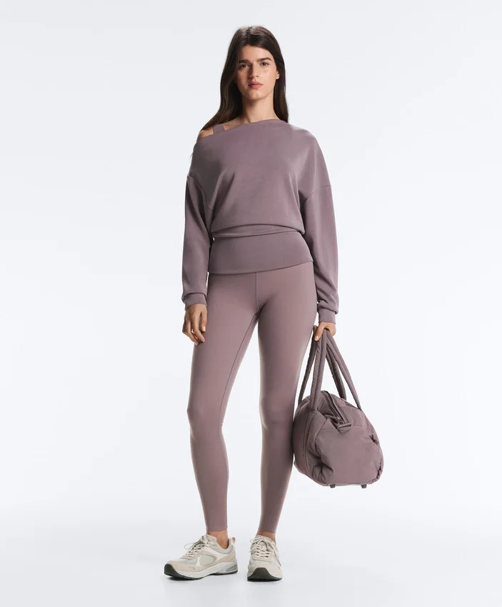 Sweatshirt mit asymmetrischem Ausschnitt, verstellbarer Taille und Soft Touch-Modal Sweatshirt mit asymmetrischem Ausschnitt, verstellbarer Taille und Soft Touch-Modal