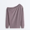Sweatshirt mit asymmetrischem Ausschnitt, verstellbarer Taille und Soft Touch-Modal Sweatshirt mit asymmetrischem Ausschnitt, verstellbarer Taille und Soft Touch-Modal