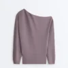 Sweatshirt mit asymmetrischem Ausschnitt, verstellbarer Taille und Soft Touch-Modal Sweatshirt mit asymmetrischem Ausschnitt, verstellbarer Taille und Soft Touch-Modal