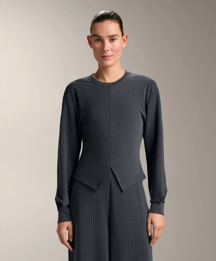 Sweatshirt mit asymmetrischen Streifen aus Modal Sweatshirt mit asymmetrischen Streifen aus Modal
